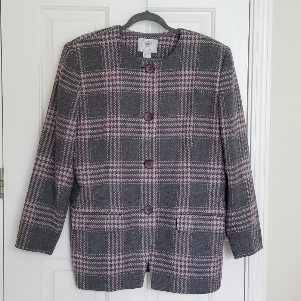 Amanda Smith grey pink wool pea coat size 16